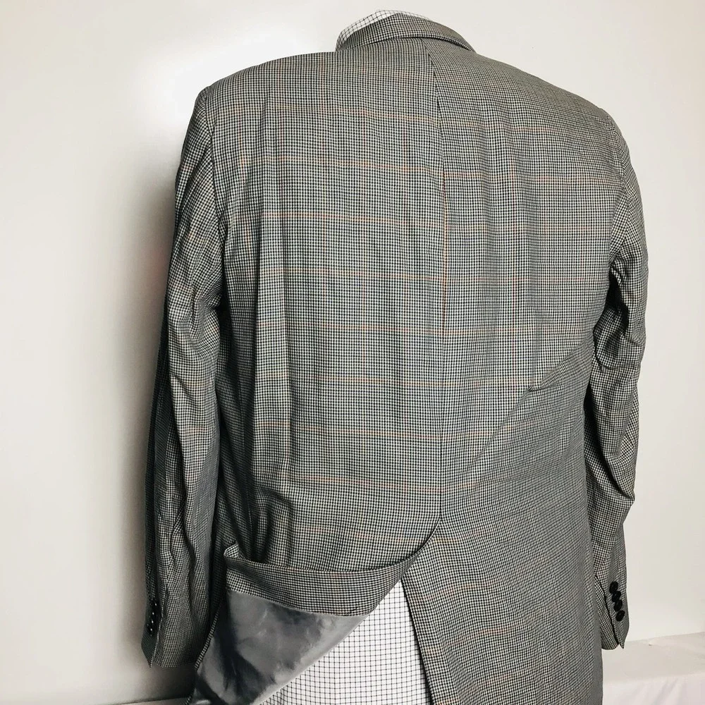 Samuelsohn Multicolored Houndstooth w/ Red Check 2 Btn Super 100 Dormeuil Sz 42L